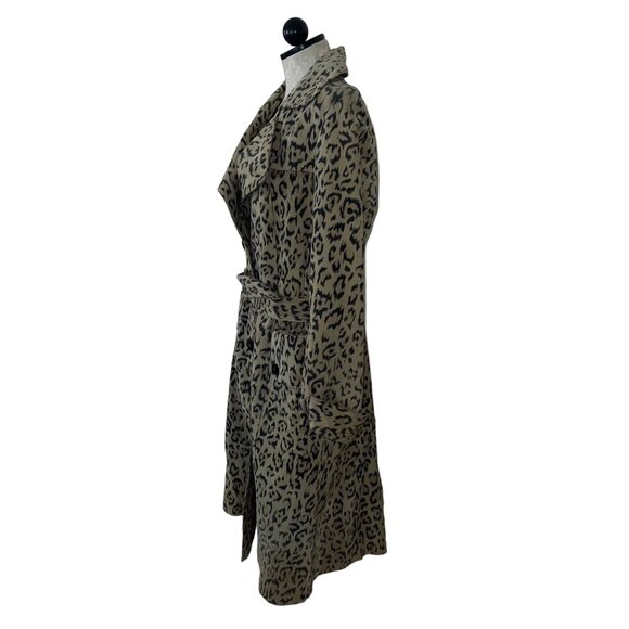 Collezioni Vintage Womens Size Medium Tan Animal Print Suede Trench Coat - Picture 3 of 9